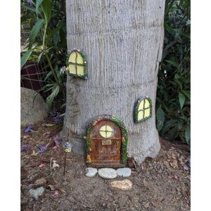 Fairy Garden Kit, Fairy Door, Fairy Door and Windows for Trees, Tree Stump Decor